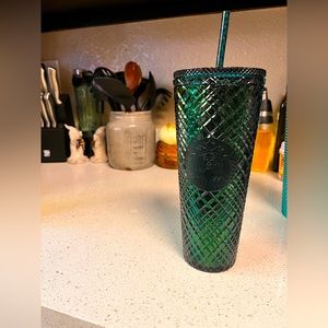 Forrest green holiday tumbler